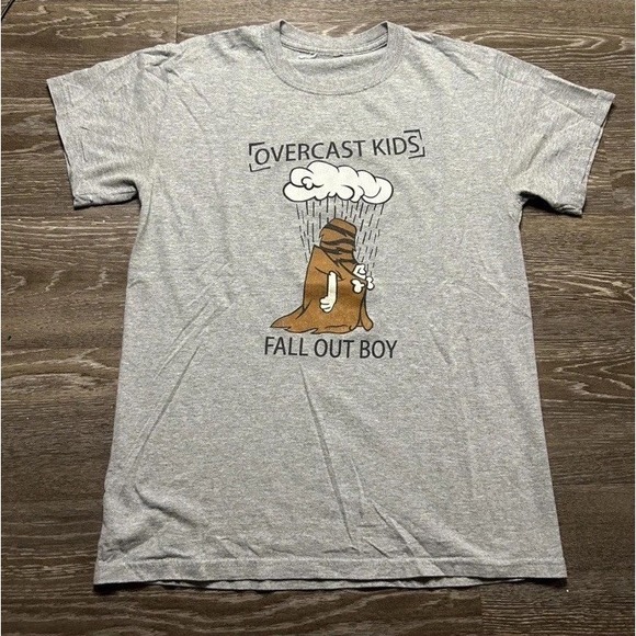 Fall Out Boy Fan Club T-shirt Overcast Kids Size Mens Rare Y2K 2000s Vintage GUC
